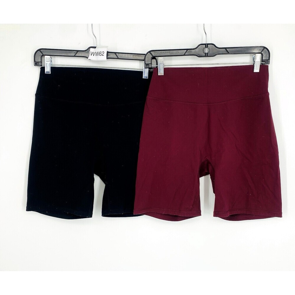 2 Pair- Kamo Fitness Serenity Shorts Black & Burgundy V Booty Seam No Front Seam